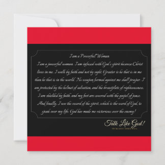 Red Powerful Woman Affirmation Card Tack Kort