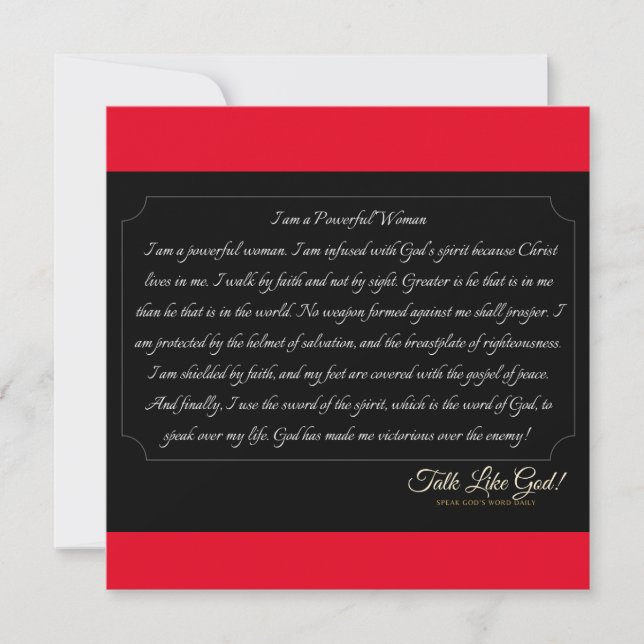 Red Powerful Woman Affirmation Card Tack Kort (Framsida)