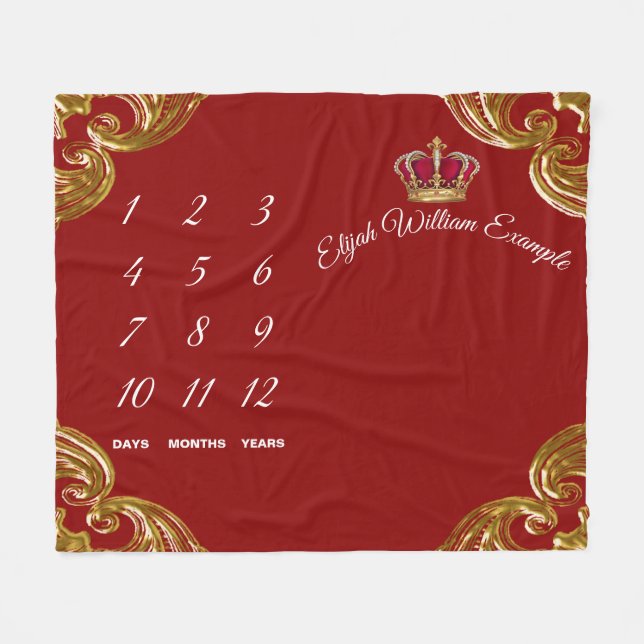 Red Prince Milestone Pojke Blanket Fleecefilt (Framsidan (Horisontell))