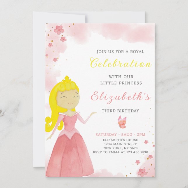 Red Princess Birthday-inbjudan Inbjudningar (Framsida)