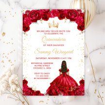 Red Princess Blommigt Quinceañera