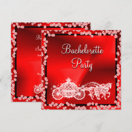 Red Princess Coach & Horses Bachelorette Party Inbjudningar