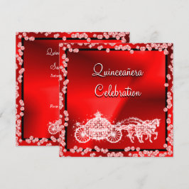 Red Princess Coach & Horses Quinceañera Inbjudningar