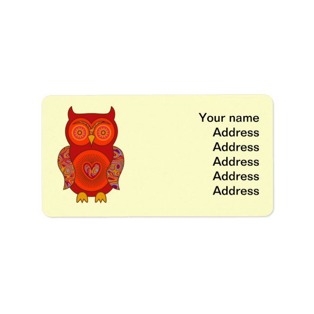 Red Psychedelic Uggla Adressetikett (Framsidan)