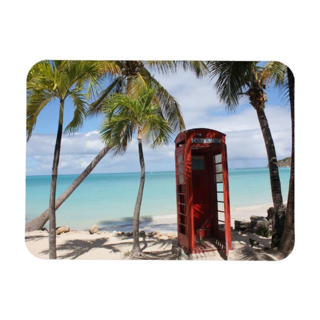 Red Public Telefon Booth på Antigua Magnet (Horisontell)