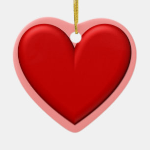 Red Puffy Heart Julgransprydnad Keramik