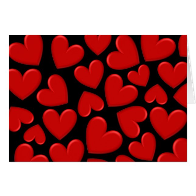 Red Puffy Hearts Hälsningskort (Framsidan Horizontal)