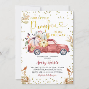 Red Pumpkin Lastbil Baby Shower-inbjudan Inbjudningar