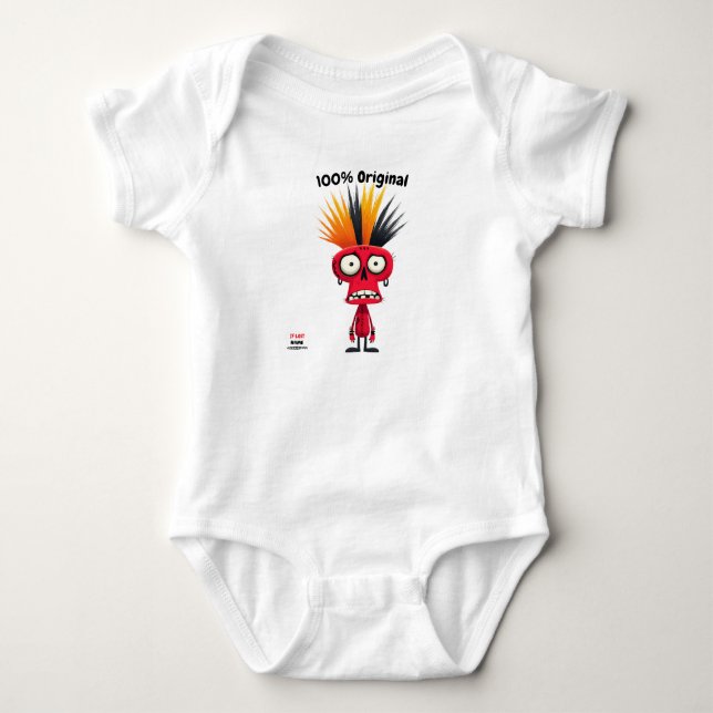 Red Punk Character med Mohawk | Roligt Unisex Stil T Shirt (Framsida)