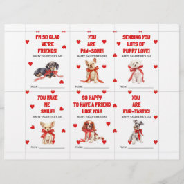Red Puppy Valentine’s Day Cards for Kids Classroom Brevhuvud