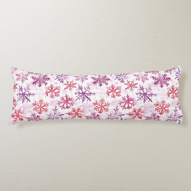 Red Purple Snowflakes Christmas Kroppskudde (Framsidan)