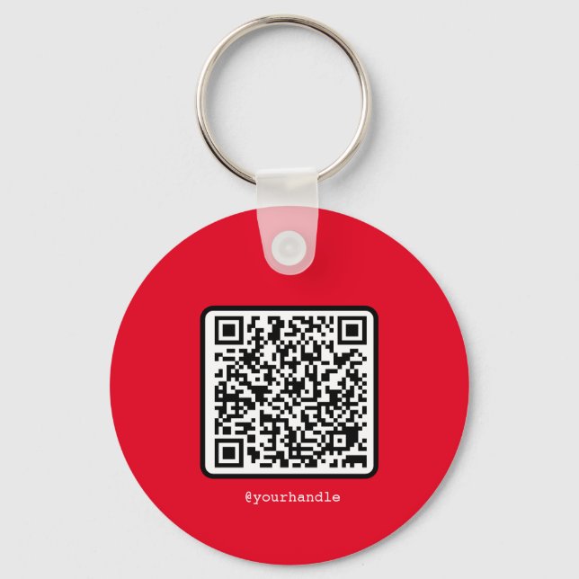 Red QR Code Nyckelring Social Media Anpassningsbar (Framsida)