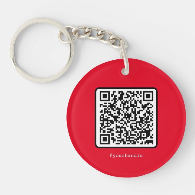 Red QR Code Nyckelring Social Media Anpassningsbar (Framsidan)