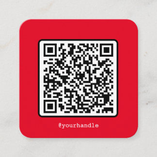 Red QR Code Social Media Enkel modern Anpassningsb Fyrkantigt Visitkort