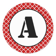 Red Quatrefoil - Circle Sticker