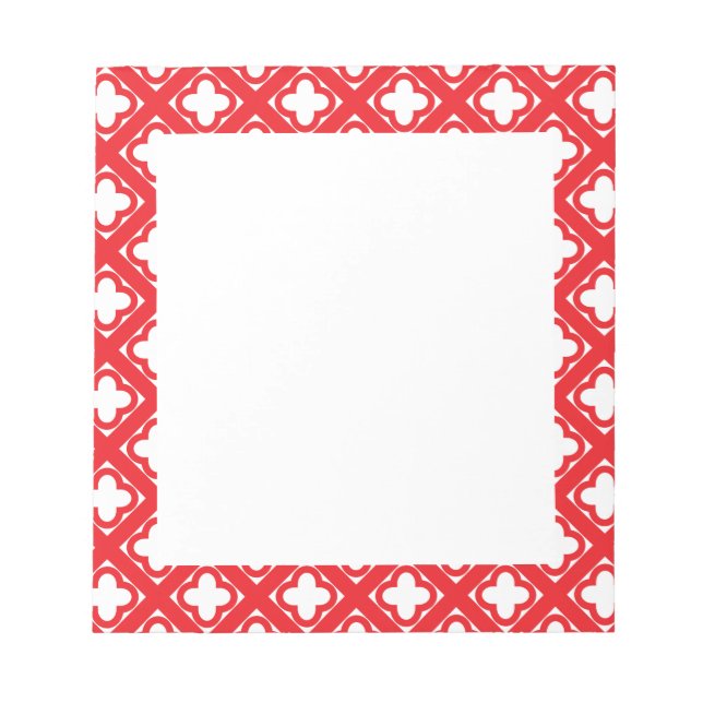 Red Quatrefoil Mönster Anteckningsblock (Framsida)