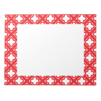 Red Quatrefoil Mönster Anteckningsblock