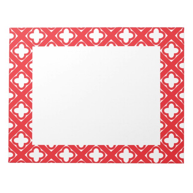 Red Quatrefoil Mönster Anteckningsblock (Framsida)