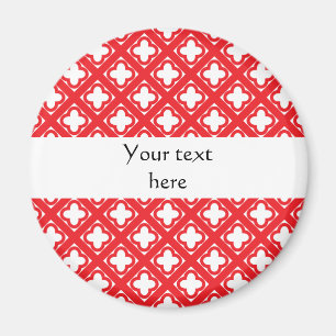 Red Quatrefoil Mönster Magnet