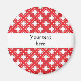Red Quatrefoil Mönster Magnet