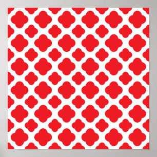 Red Quatrefoil Mönster Poster