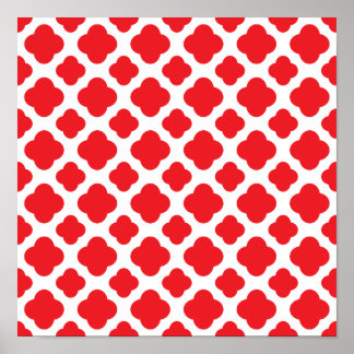 Red Quatrefoil Mönster Poster