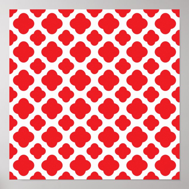 Red Quatrefoil Mönster Poster (Framsidan)