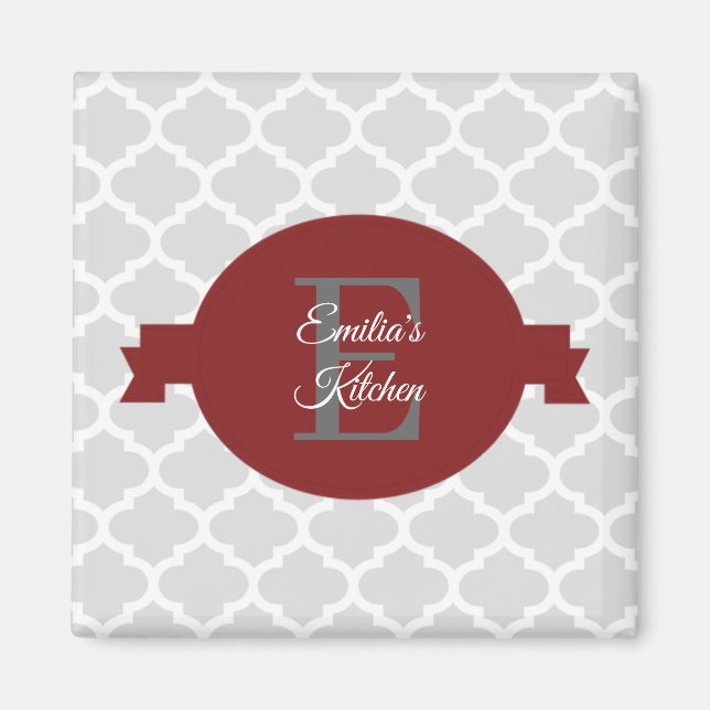 Red Quatrefoil Personlig Magnet (Framsidan)