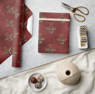 Red Queen Bee Guld Elegant Gift Presentpapper