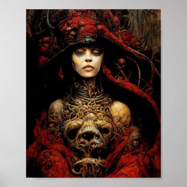 Red Queen Mörk Fantasy Horror Art Poster (Framsidan)