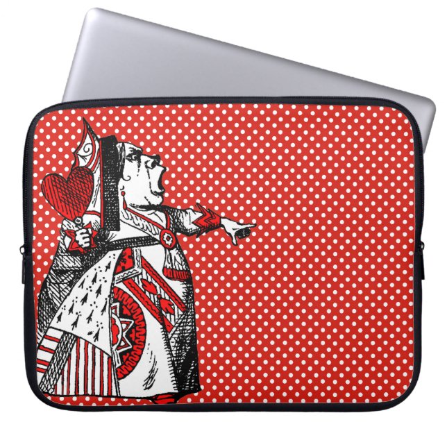 Red Queen of Hearts Alice in Wonderland Polka dots Laptop Fodral (Framsidan)