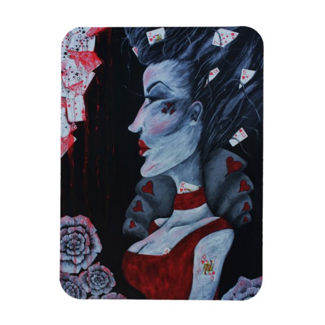 Red Queen of Hearts Alice Wonderland Fantasy Art Magnet (Vertikal)