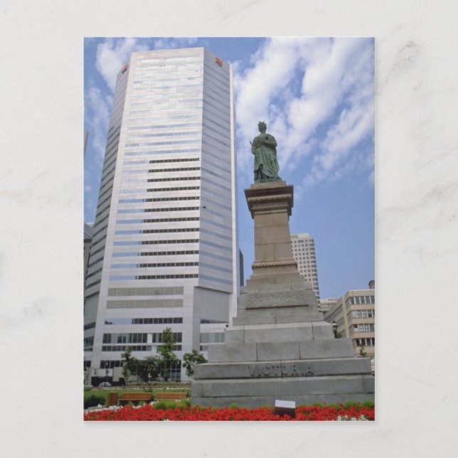 Red Queen Victoria statue, Montreal, Quebec-blomma Vykort (Framsida)