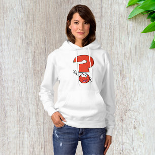 Red Query Mark Womens Hoodie T Shirt