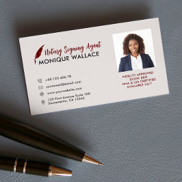 RED QUILL PEN Professionell Photo Notary Services Visitkort