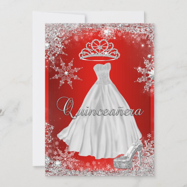 Red Quinceanera 15:e eliten Elegant födelsedagsfes Inbjudningar (Framsida)