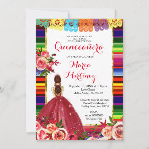 Red Quinceañera Birthday Inbjudningar