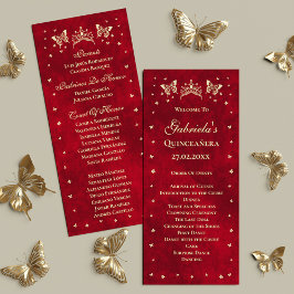 Red Quinceañera Guld Tiara Butterfly 15 år gammal Program