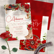 Red Quinceanera Ro Vintage Charro Western Flora