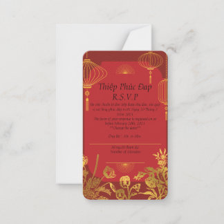 Red R.S.V.P-kort på engelska/vietnamesiska Anteckningskort
