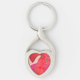 Red Rabbit Keychain Twisted Heart Silverfärgad Nyckelring