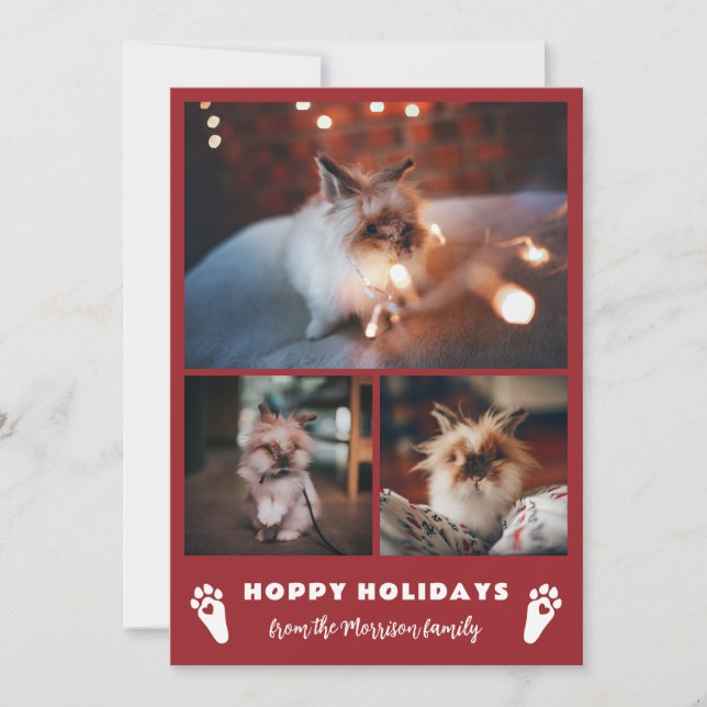 Red Rabbit Tassar Photo Collage Hoppy Helgdagars Julkort (Framsida)