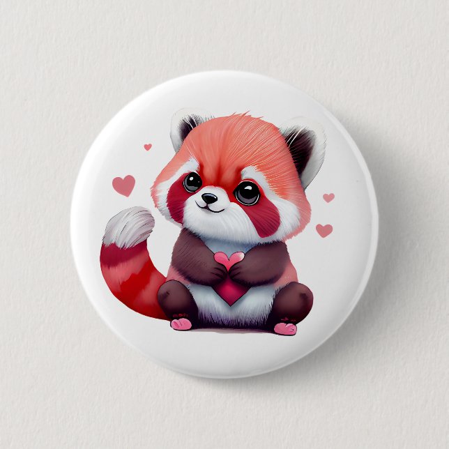 Red Raccoon Valentine Knapp (Framsida)
