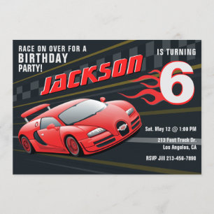 Red Racecar Tävla Födelsedagsfest inbjudan