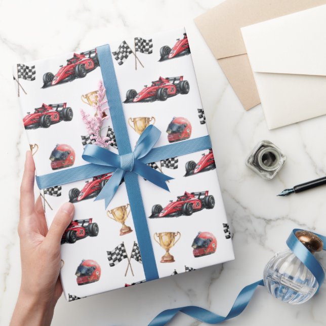 Red Racing Car Birthday Wrapping Paper Presentpapper (Gifting)