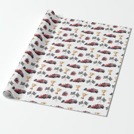 Red Racing Car Birthday Wrapping Paper Presentpapper