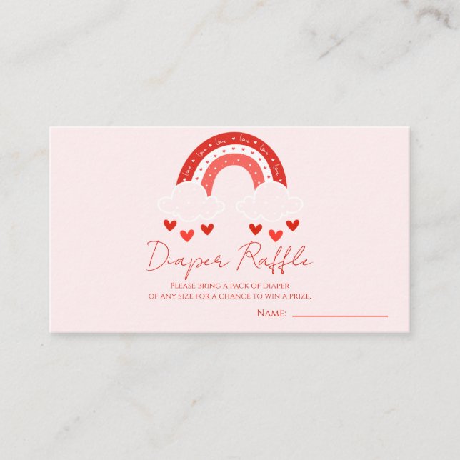 Red Rainbow baby shower Diaper Raffle Tilläggskort (Framsida)