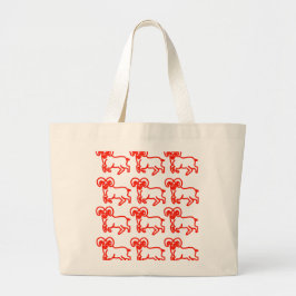 Red Ram Pattern Tote Bag Jumbo Tygkasse