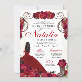 Red Ranchero Princess Quinceanera Inbjudningar