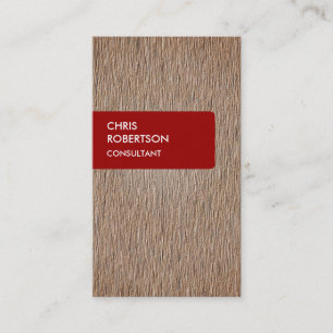 Red Rand Beige Wood Effect Charm Affärskort Visitkort